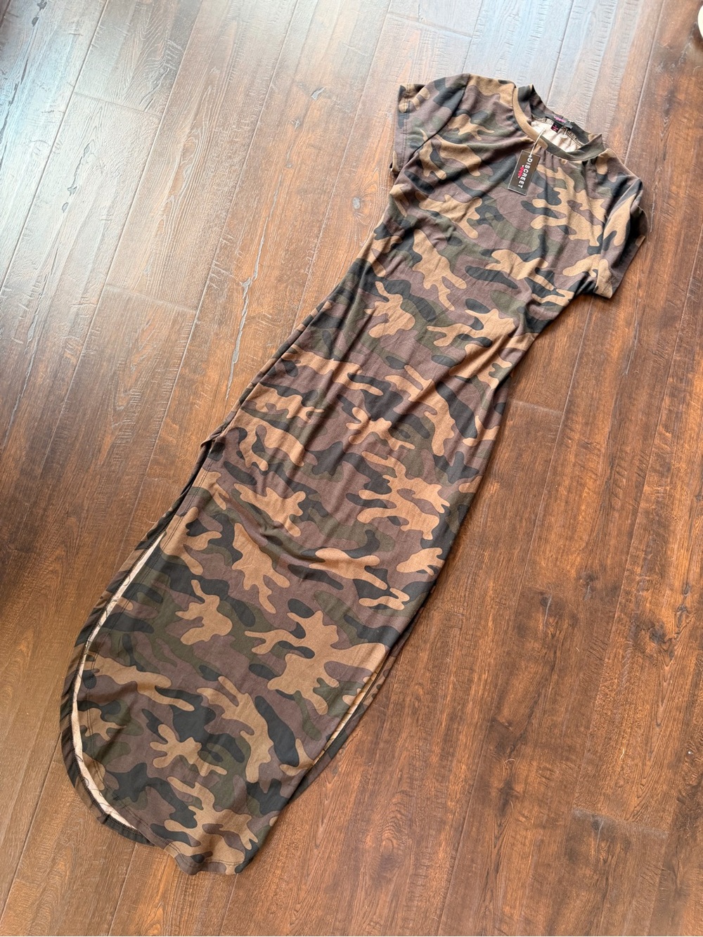 Discreet Camouflage Midi Dress in Brown/Tan/Green